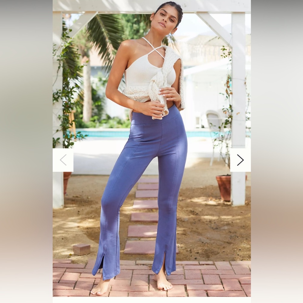Anthropologie Daily Practice Zip Front Flared Blue Leggings Sz 1x